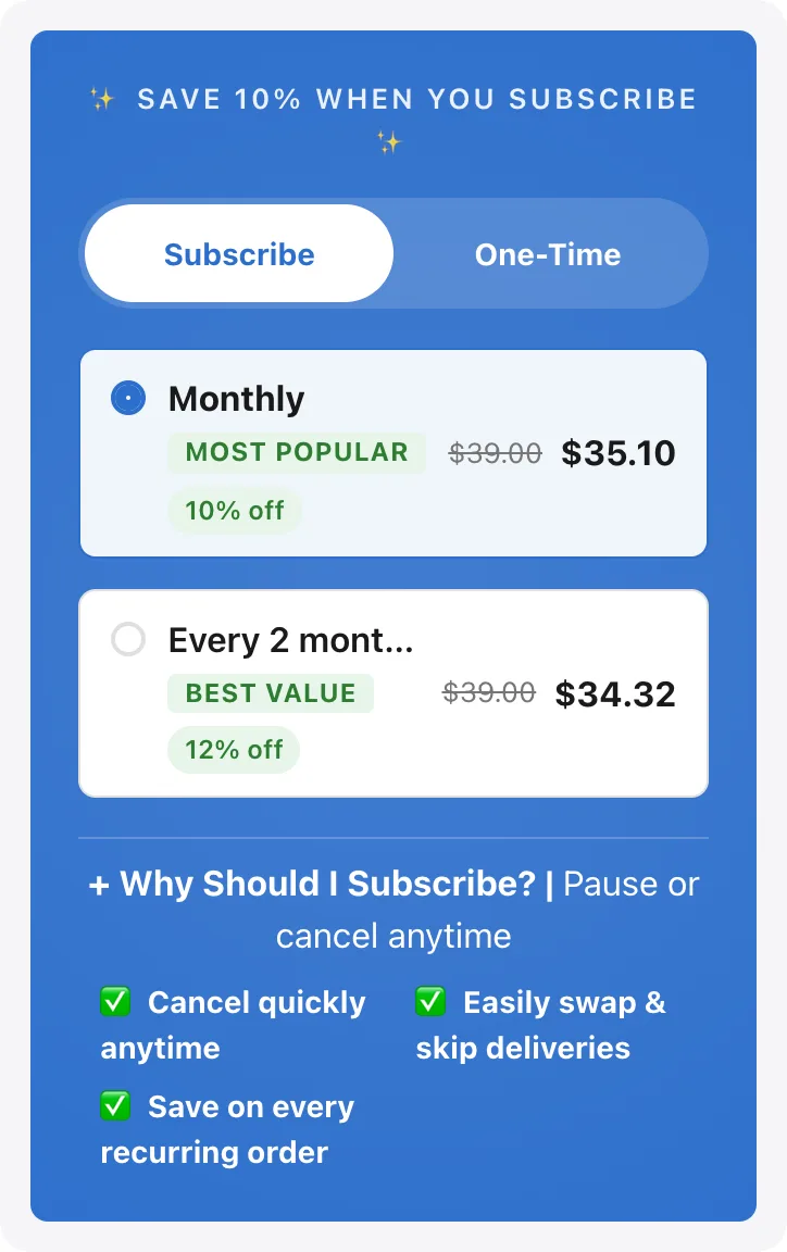 Gradient subscribe-and-save widget