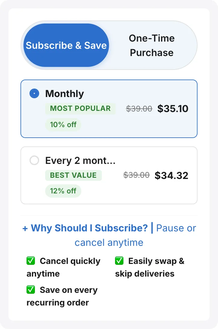 Light Pill subscribe-and-save widget